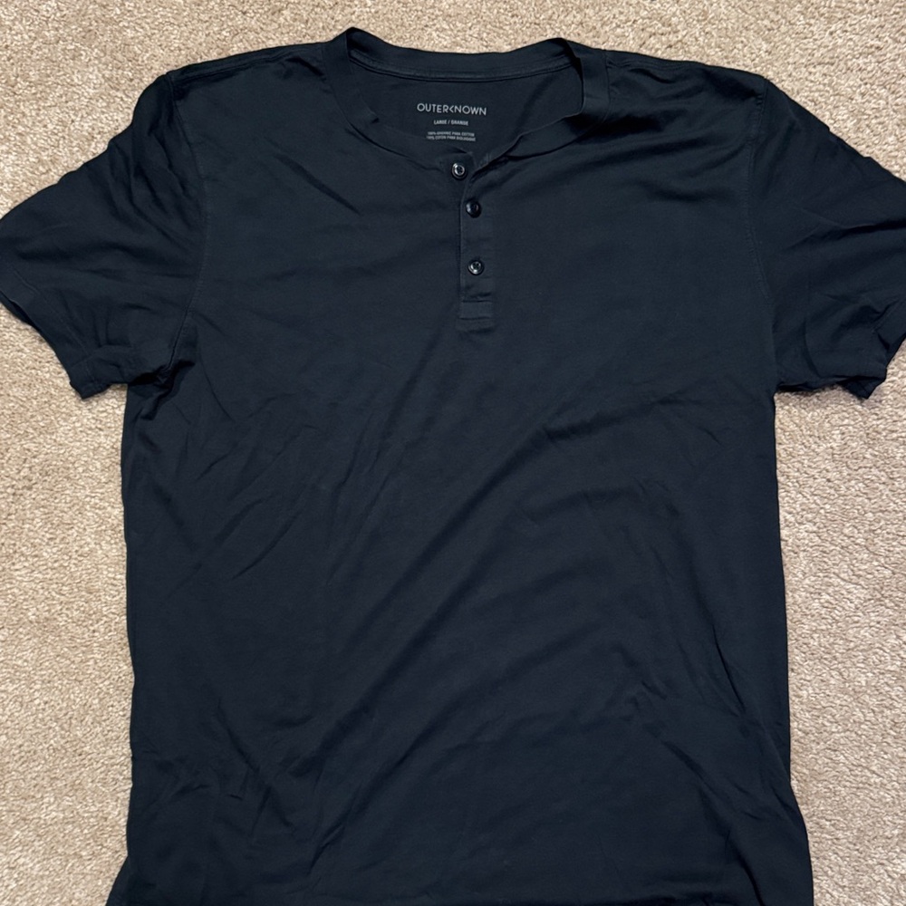 Outerknown Men's Black Casual Button Down Shirt